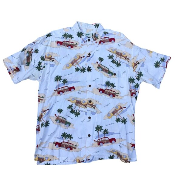 VTG 90s PAU HANA Hawaiian Shirt Button Down LARGE Men's Station Wagon Waikiki - Picture 1 of 8